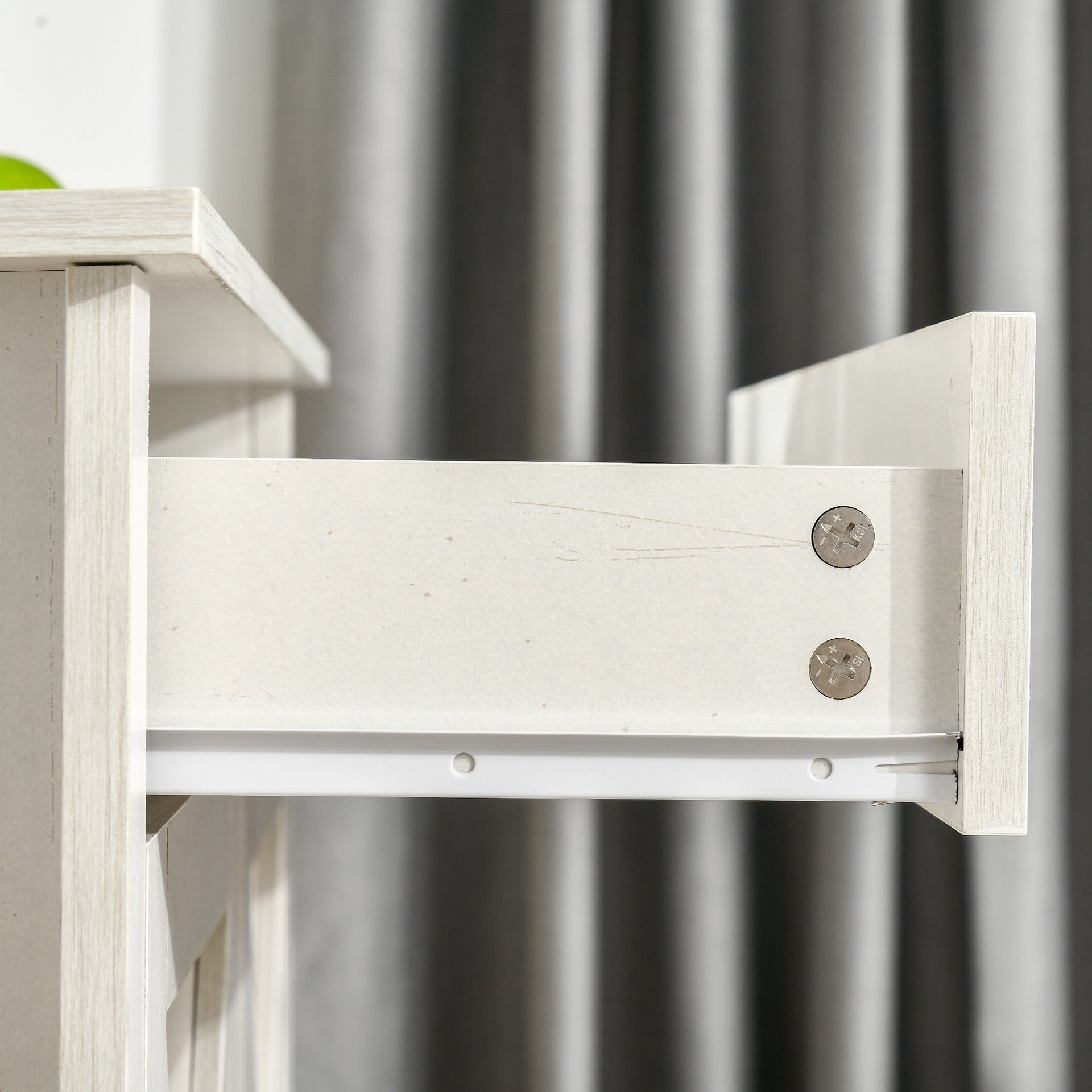 HOMCOM Farmhouse Sideboard Cabinet with Barn Doors Kitchen Buffet Cabinet with Drawer and Adjustable Shelf Stone White Wash