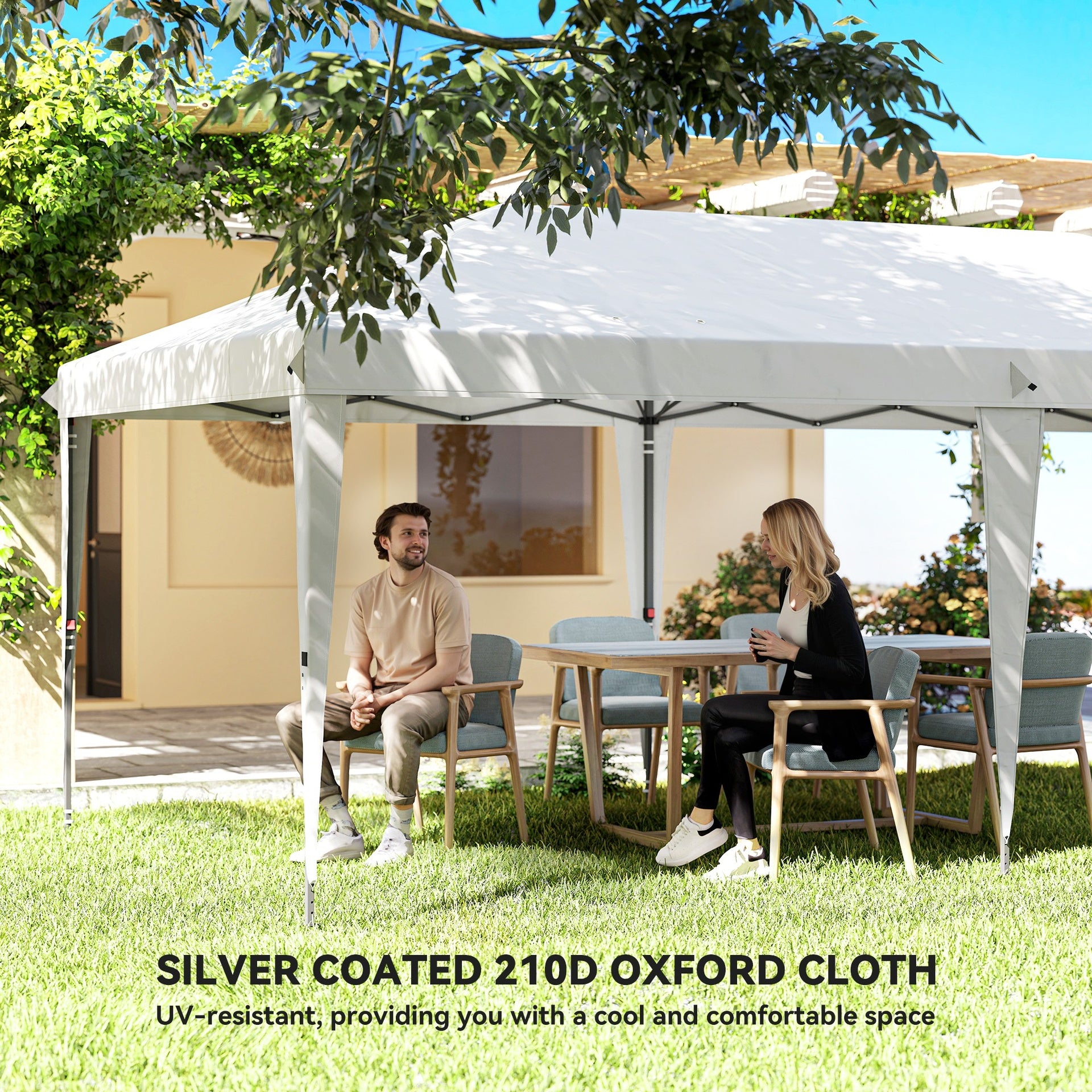 Outsunny 10' x 20' Pop Up Canopy Tent with 4 Sidewalls, Instant Gazebo with Carry Bag for Garden, Patio, White