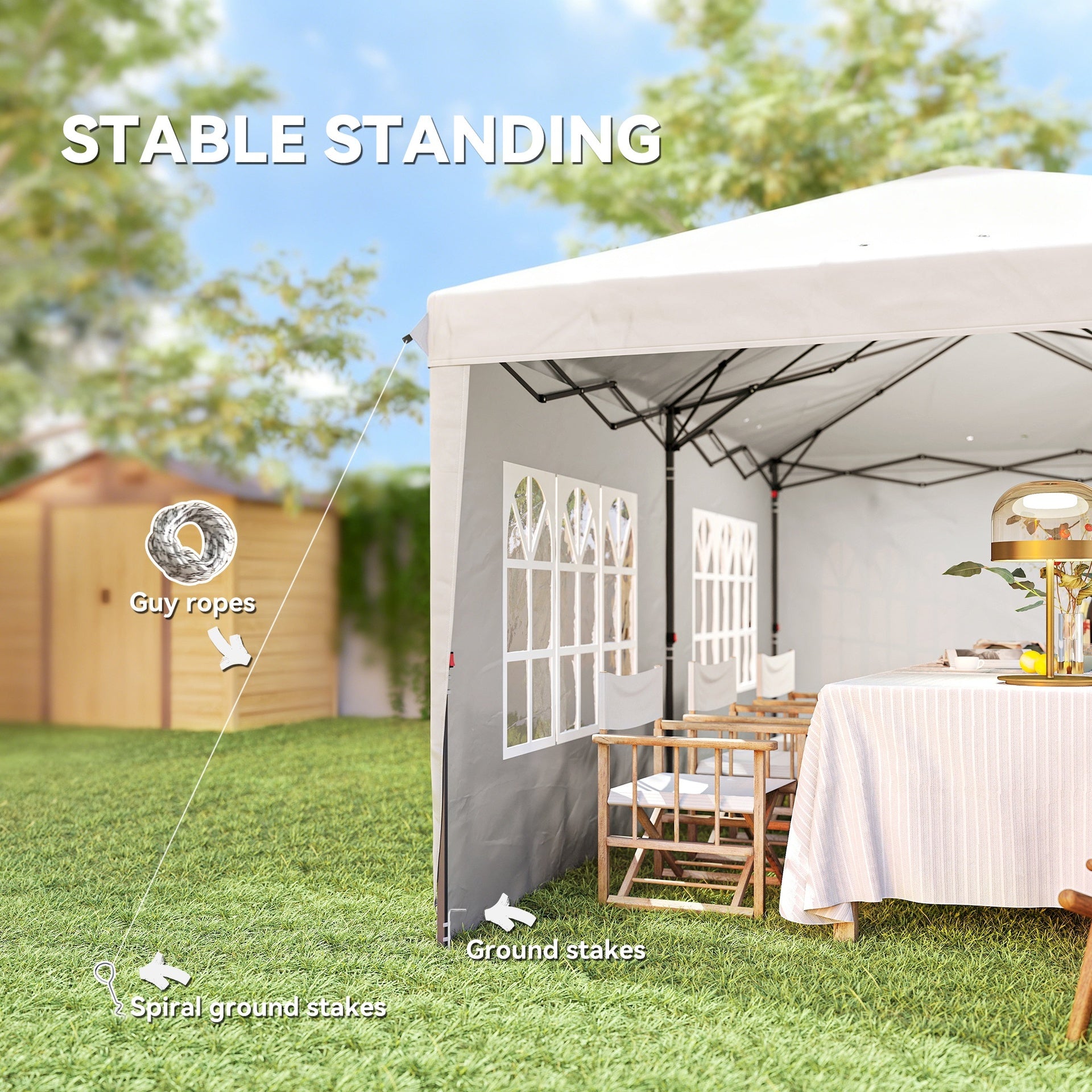 Outsunny 10' x 20' Pop Up Canopy Tent with 4 Sidewalls, Instant Gazebo with Carry Bag for Garden, Patio, White