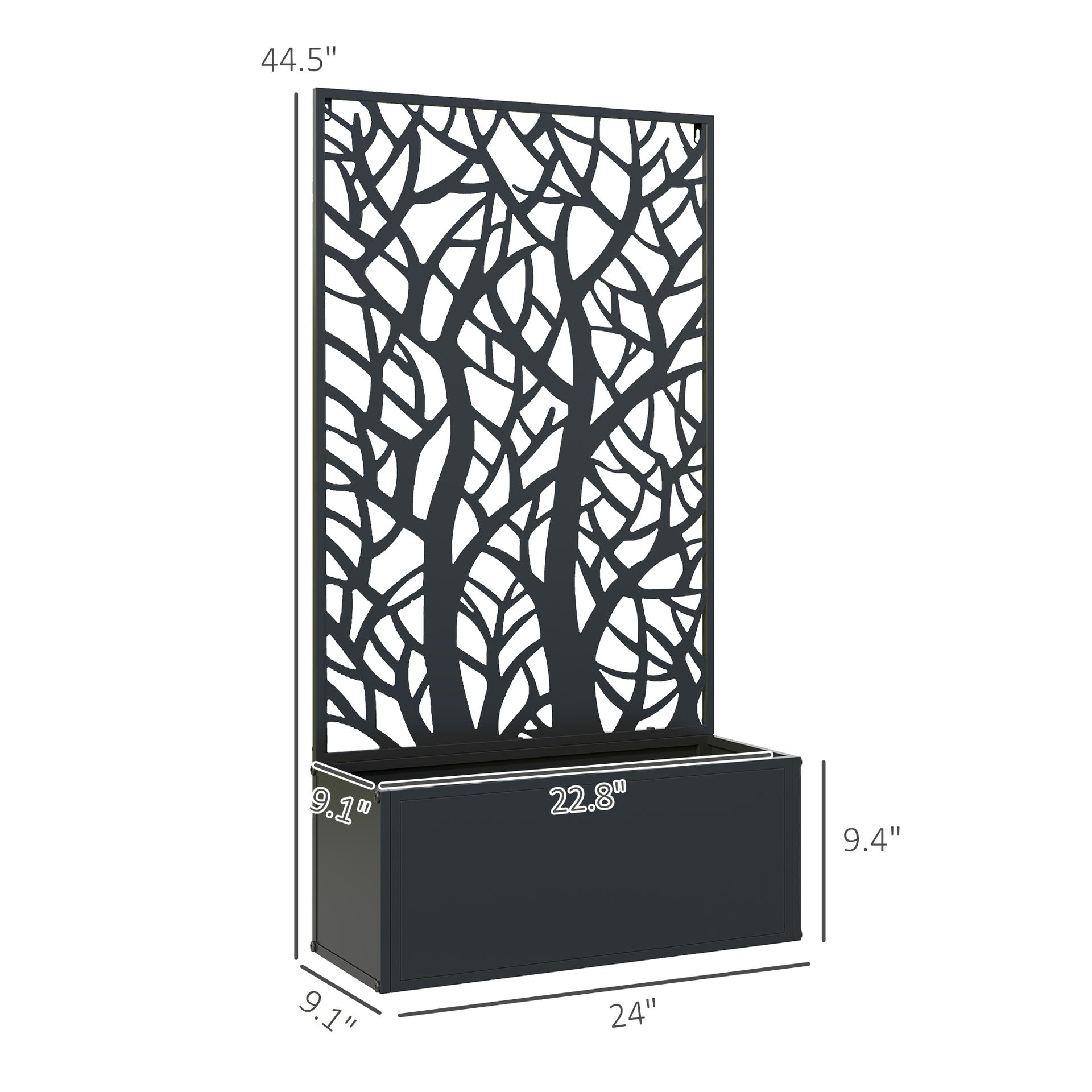 Outsunny Metal Garden Bed with Trellis for Climbing Plants, Freestanding or Wall Mounted Flower Bed for Garden, Patio, Balcony