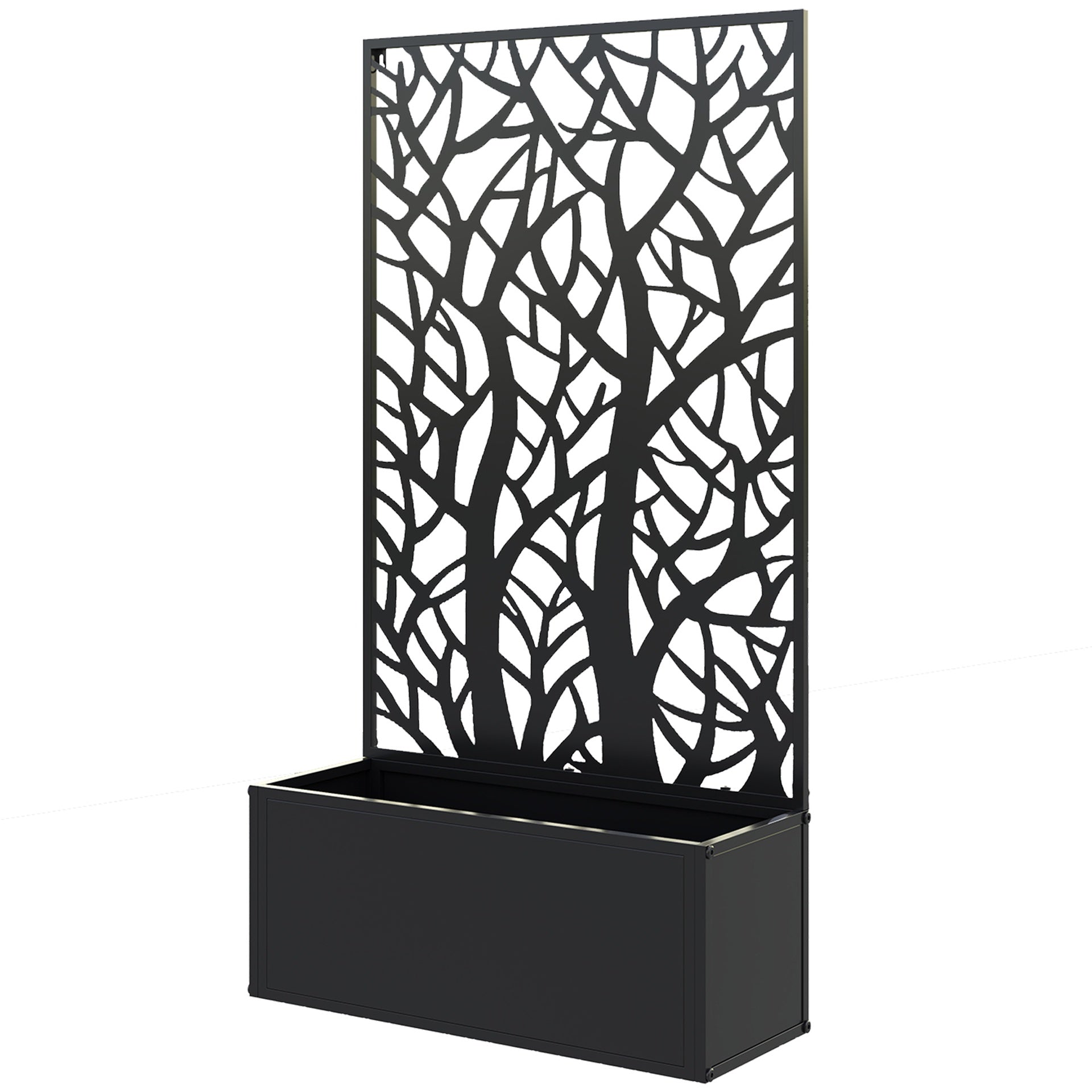 Outsunny Metal Garden Bed with Trellis for Climbing Plants, Freestanding or Wall Mounted Flower Bed for Garden, Patio, Balcony