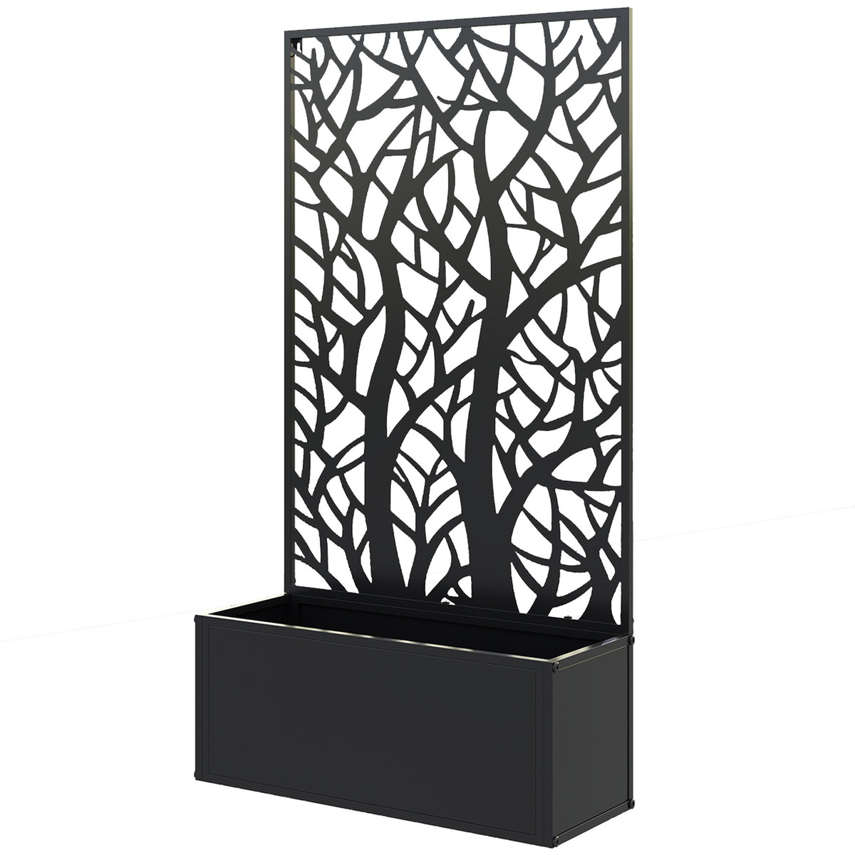Outsunny Metal Garden Bed with Trellis for Climbing Plants, Freestanding or Wall Mounted Flower Bed for Garden, Patio, Balcony