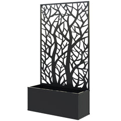 Outsunny Metal Garden Bed with Trellis for Climbing Plants, Freestanding or Wall Mounted Flower Bed for Garden, Patio, Balcony