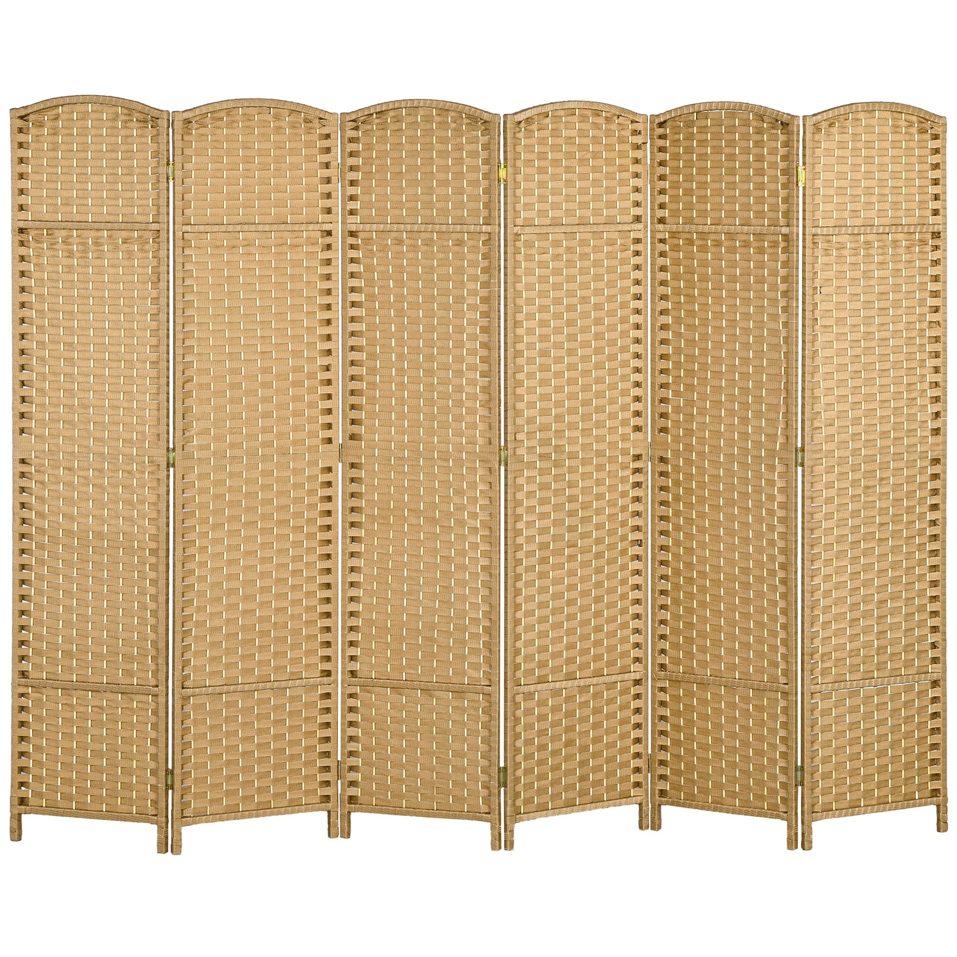 HOMCOM Folding Room Divider Screen 6 Panel 5.6 ' Tall Privacy Screen Freestanding Room Partition for Home Office, Nature Wood