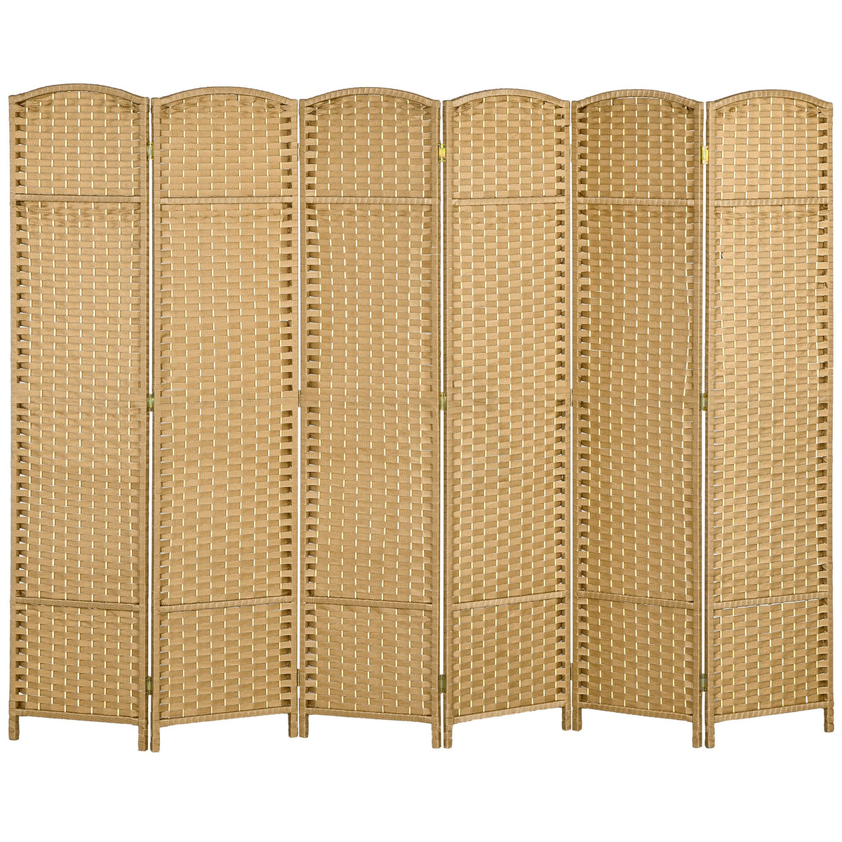 HOMCOM Folding Room Divider Screen 6 Panel 5.6 ' Tall Privacy Screen Freestanding Room Partition for Home Office, Nature Wood