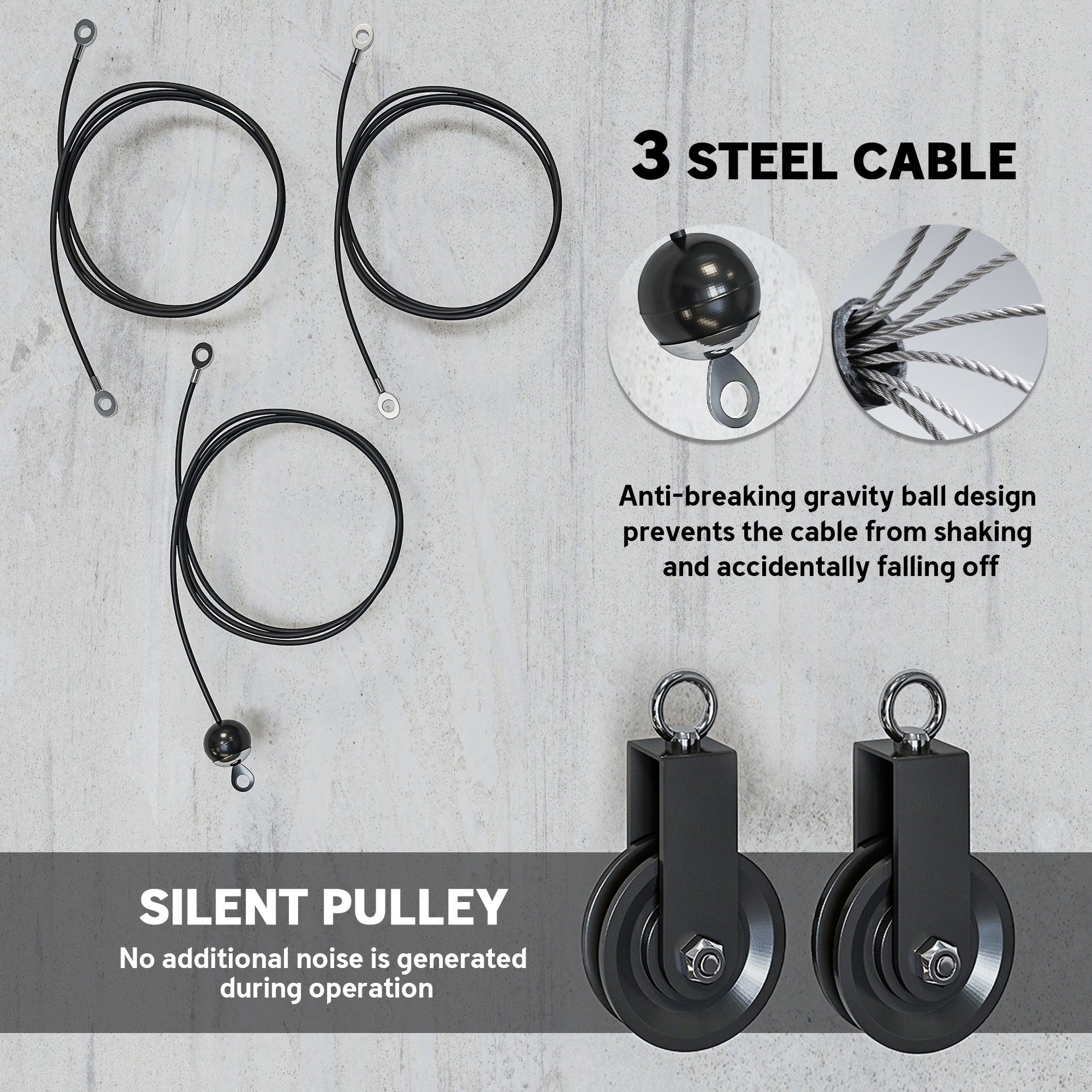 Soozier Weight Cable Pulley System for Home Gym with Universal Loading Pin for LAT Pull Down, Biceps Curl Workout, Red