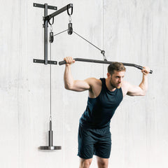 Soozier Weight Cable Pulley System for Home Gym with Universal Loading Pin for LAT Pull Down, Biceps Curl Workout, Red
