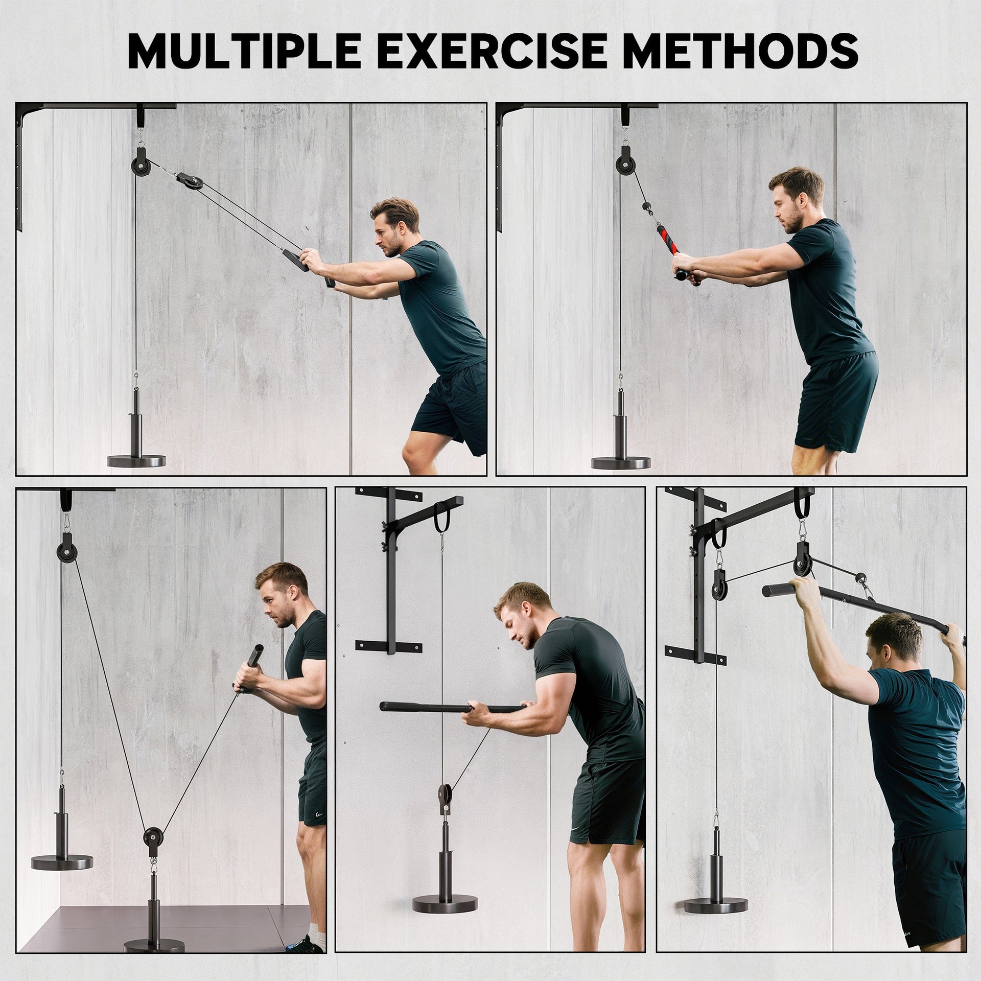 Soozier Weight Cable Pulley System for Home Gym with Universal Loading Pin for LAT Pull Down, Biceps Curl Workout, Red
