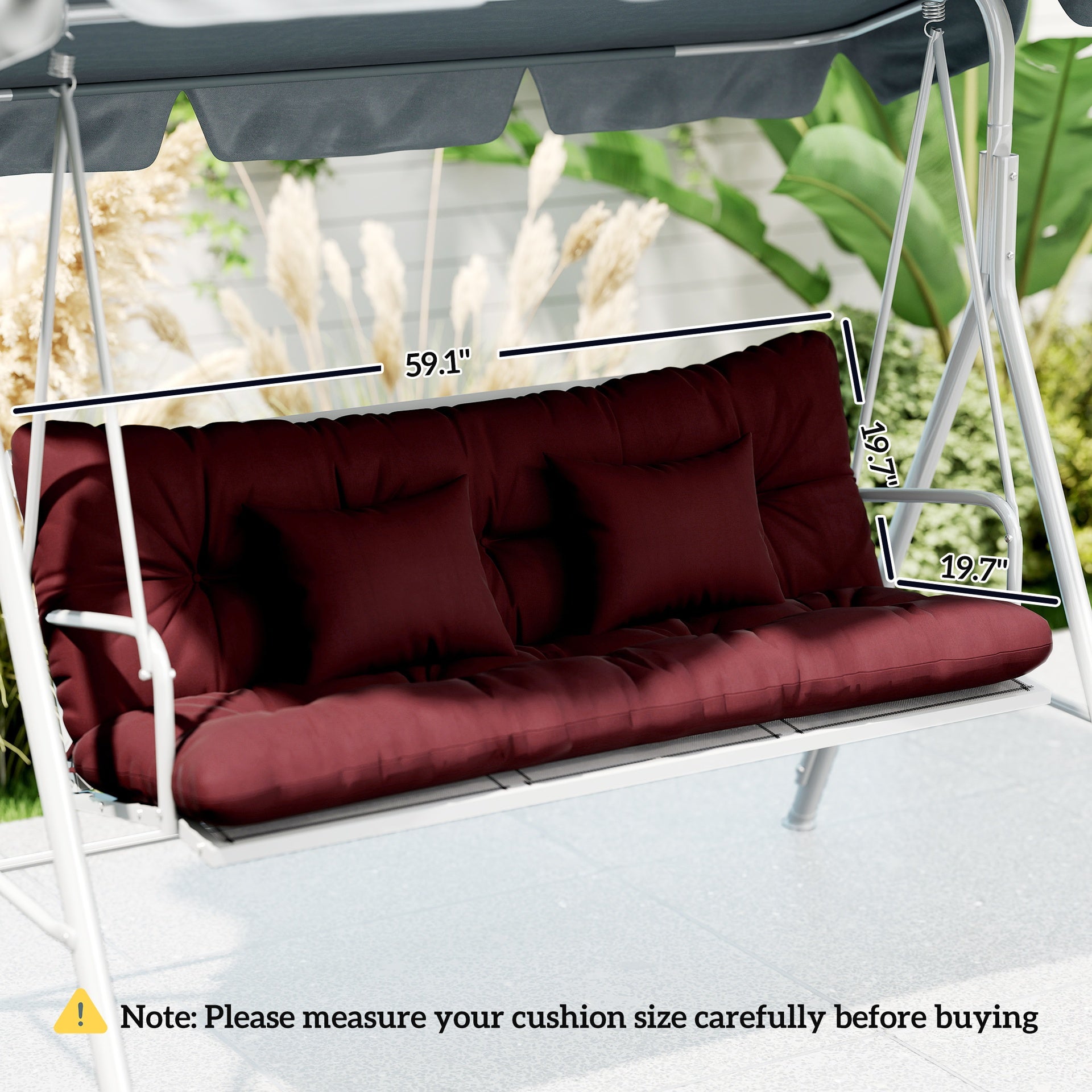 Outsunny 4-Piece Back and Seat Cushion Pillows Replacement and Pillows, Patio Chair Cushions Set with Ties, Wine Red