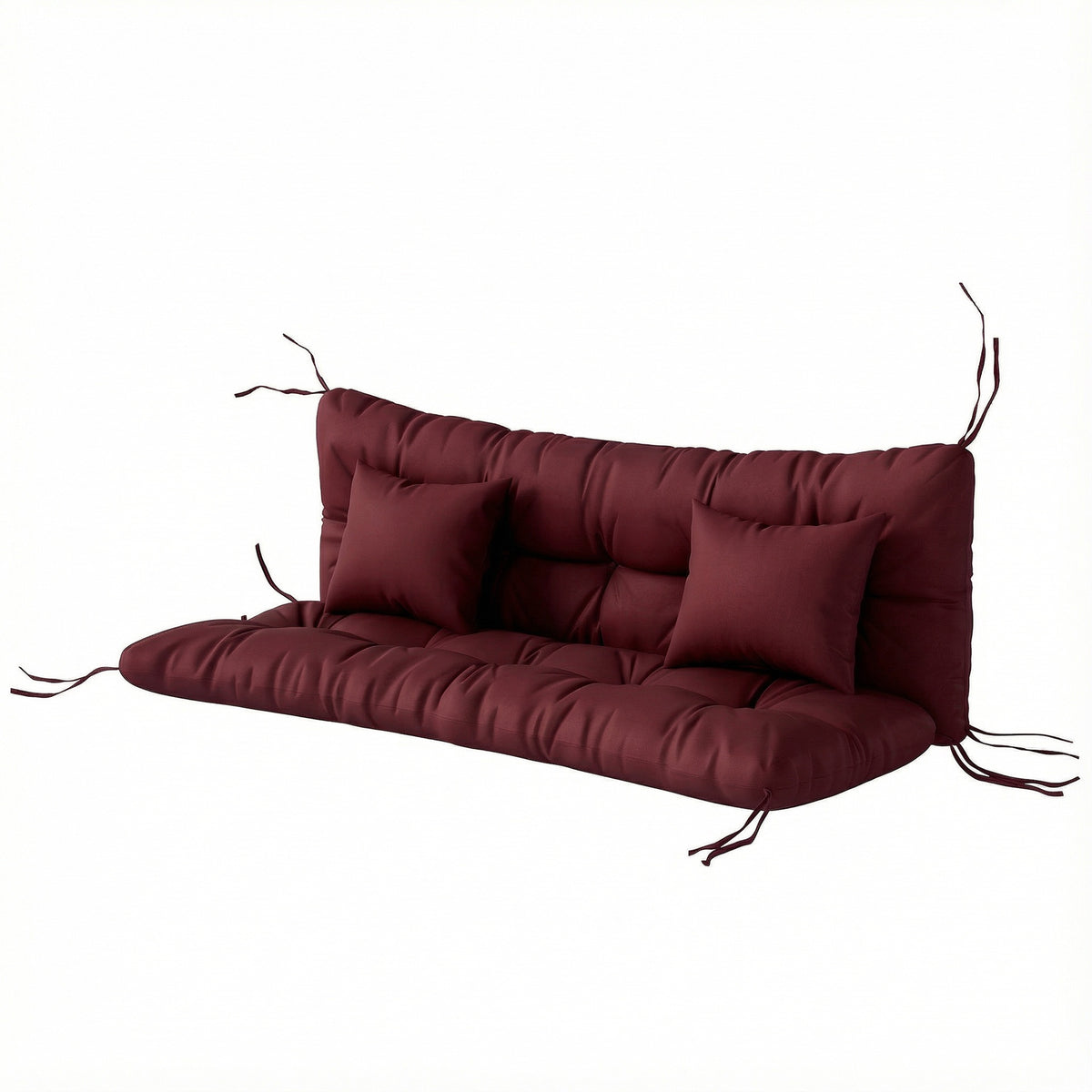 Outsunny 4-Piece Back and Seat Cushion Pillows Replacement and Pillows, Patio Chair Cushions Set with Ties, Wine Red