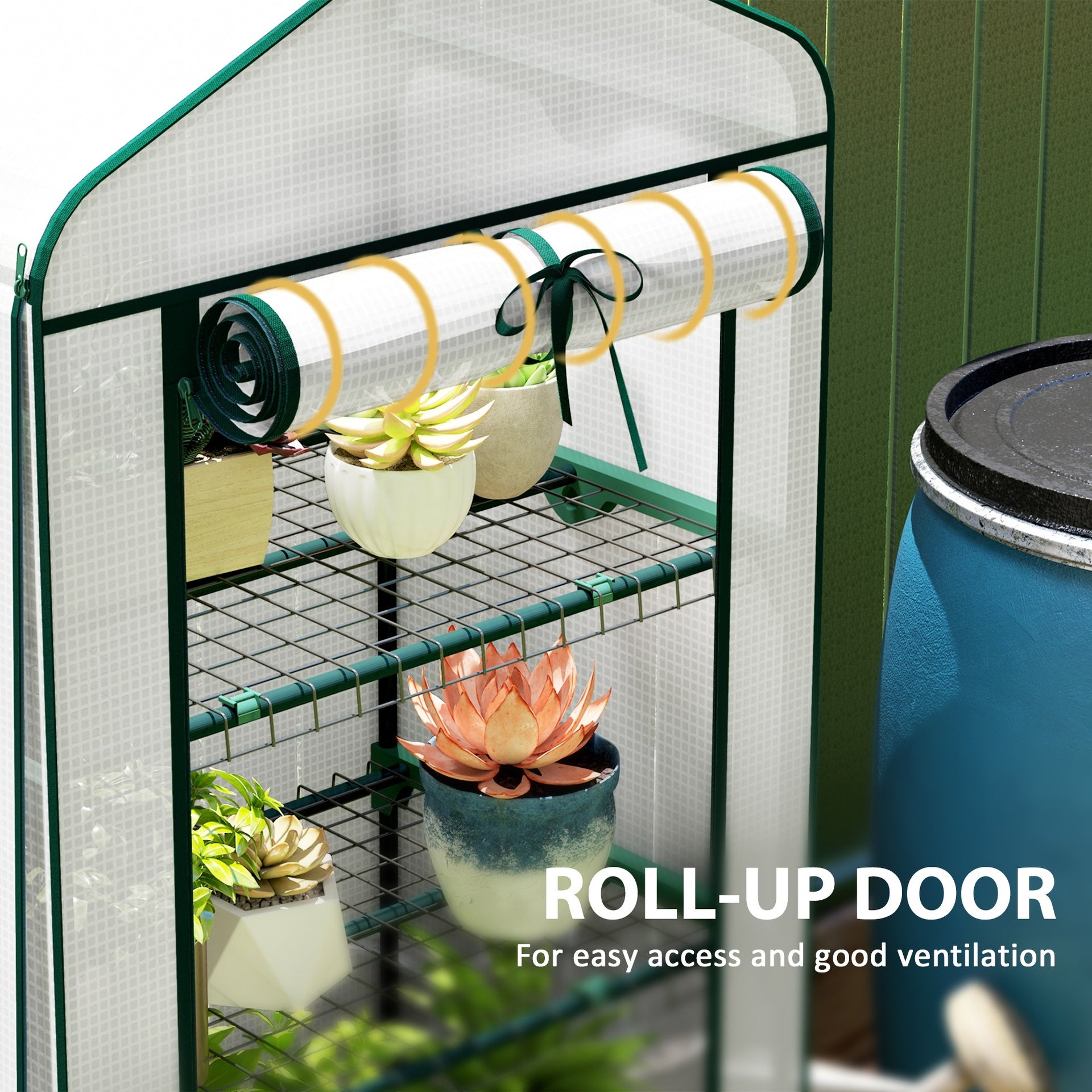 Outsunny Mini Greenhouse with Screen Roof, 4 Tier Portable Small Greenhouse with High Strength PE Cover, White