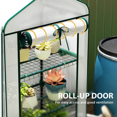 Outsunny Mini Greenhouse with Screen Roof, 4 Tier Portable Small Greenhouse with High Strength PE Cover, White