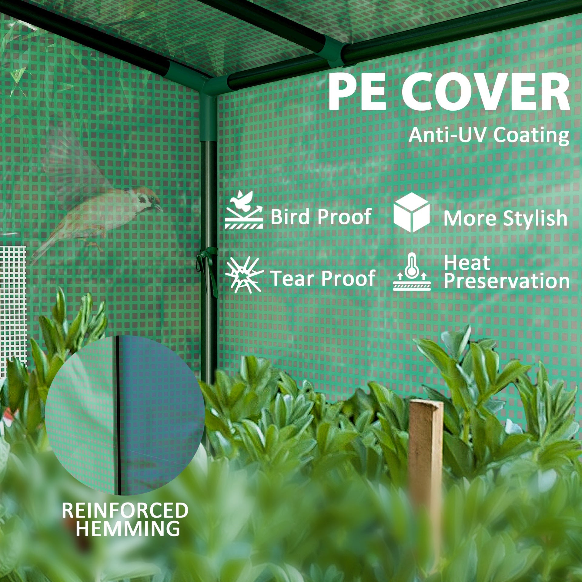 Outsunny Walk-in Portable Greenhouse Small Greenhouse for Outdoors with UV-resistant PE Cover, 6.6' x 2.5' x 5.6' Green