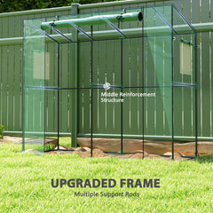 Outsunny Walk-in Portable Greenhouse Small Greenhouse for Outdoors with UV-resistant PE Cover, 6.6' x 2.5' x 5.6' Green
