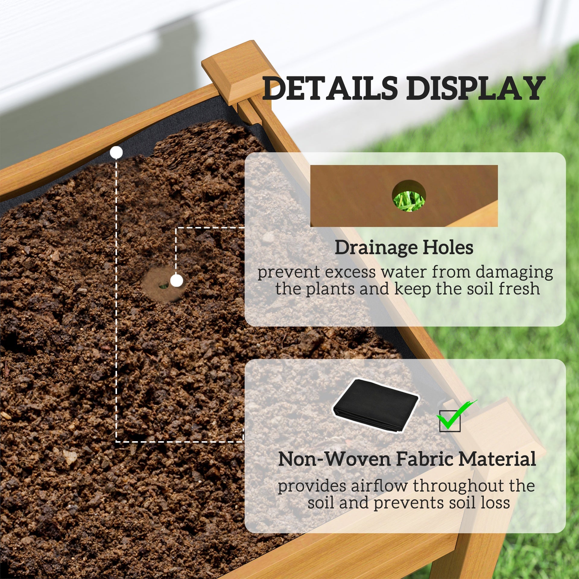Outsunny Raised Garden Bed with PE Greenhouse Cover Outdoor Planter Box for Herbs and Vegetables, 48 x 22 x 46 inch, Sand