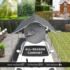 Outsunny 9.6' x 19.5' Carport Heavy Duty Galvanized Car Canopy w/ Included Anchor Kit, 3 Reinforced Steel Cables, Gray