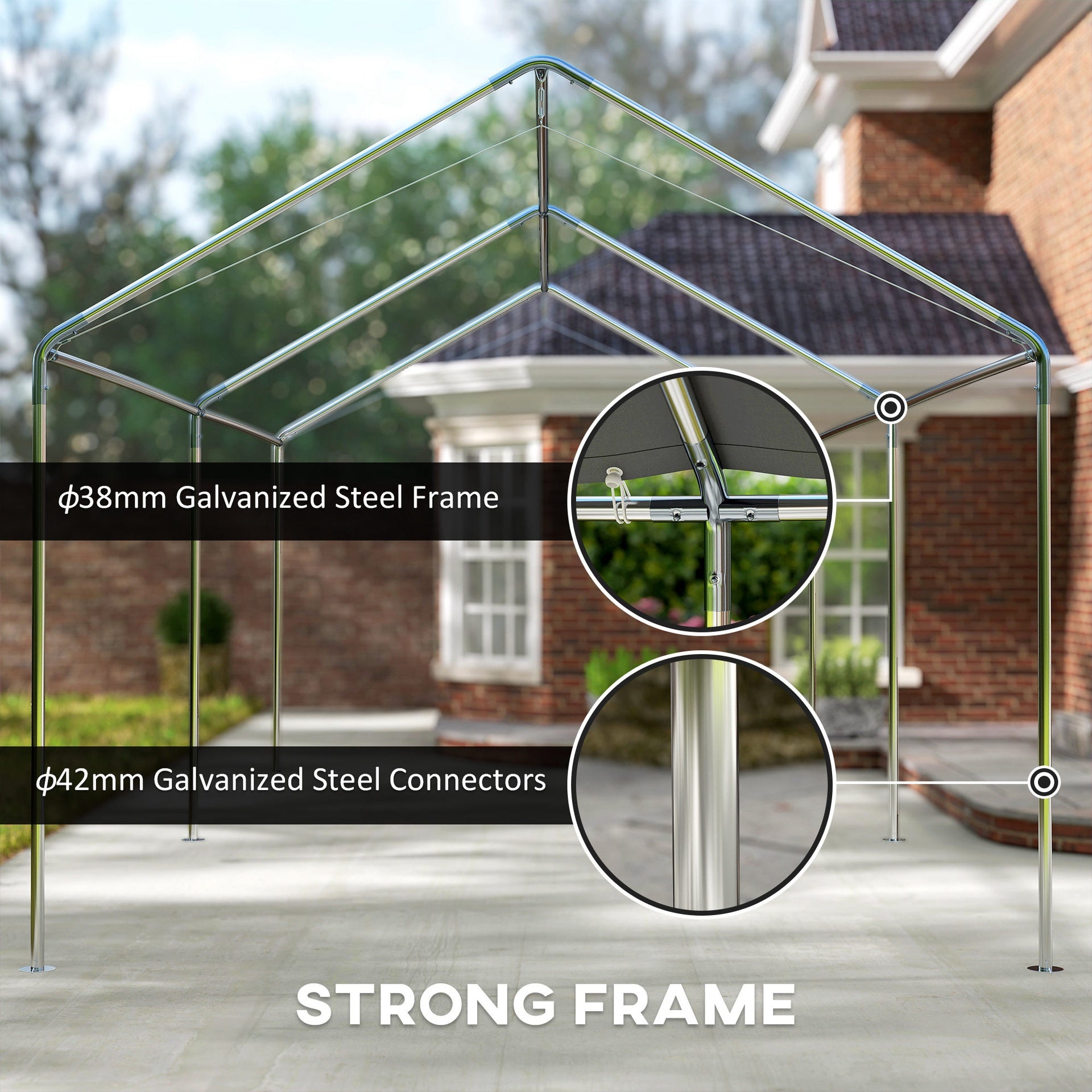 Outsunny 9.6' x 19.5' Carport Heavy Duty Galvanized Car Canopy w/ Included Anchor Kit, 3 Reinforced Steel Cables, Gray