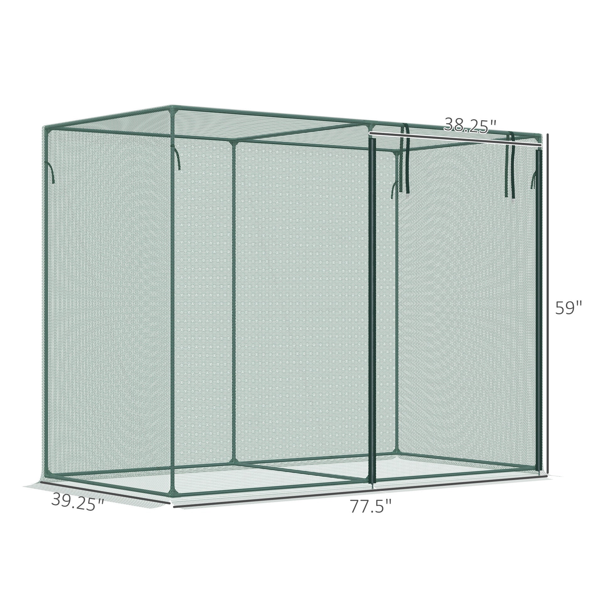 Outsunny 6 x 3ft Crop Cages for Garden, Plant Protectors from Animals, Two Zippered Doors, Storage Bag, 6 Ground Stakes, Green