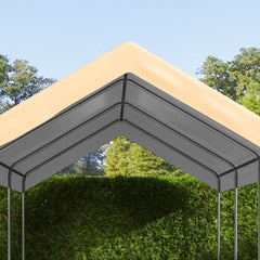 Outsunny 20' x 10' Carport Replacement Canopy for Model 84C-207WT or 84C-386V00WT with Ball Bungee Cords, Beige (Only Cover)