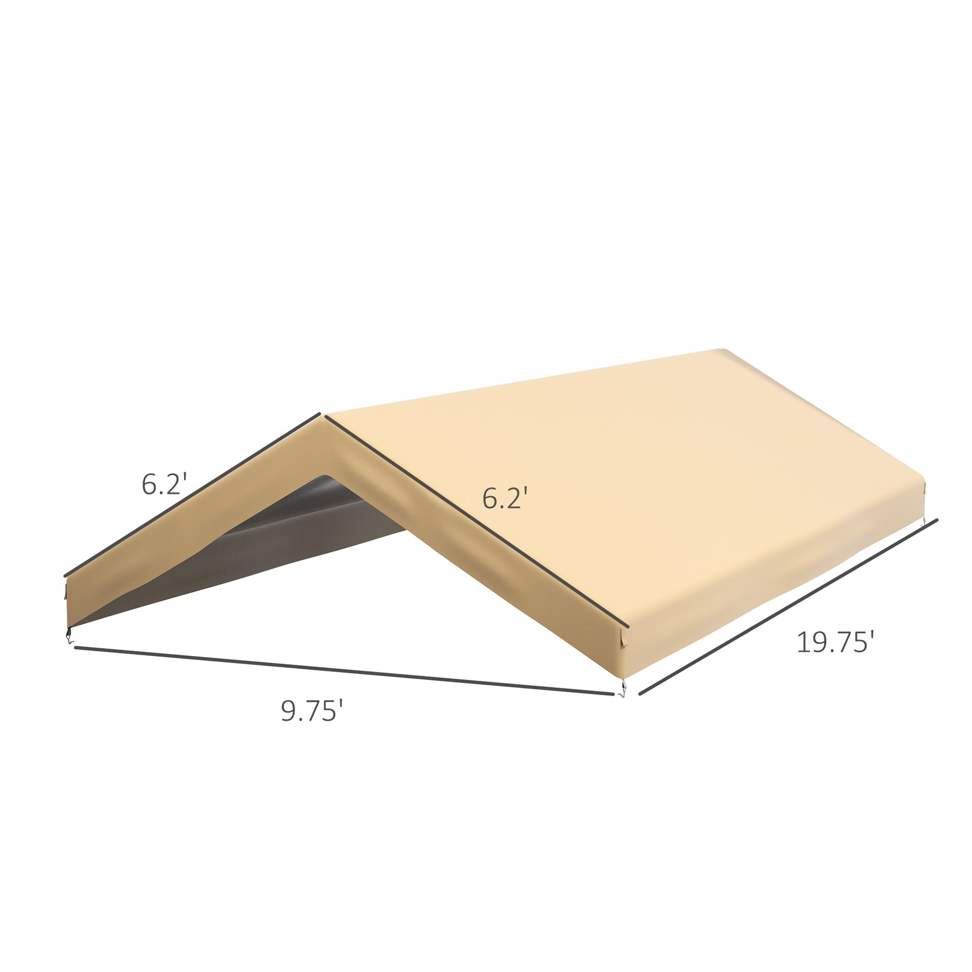 Outsunny 20' x 10' Carport Replacement Canopy for Model 84C-207WT or 84C-386V00WT with Ball Bungee Cords, Beige (Only Cover)