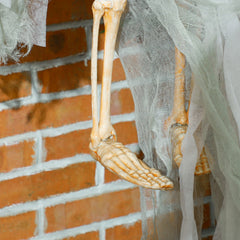 HOMCOM 3.9' Outdoor Halloween Hanging Pumpkin Ghost w/ Light Up Eyes, Sound Activated Prop w/ Creepy Howling Sounds