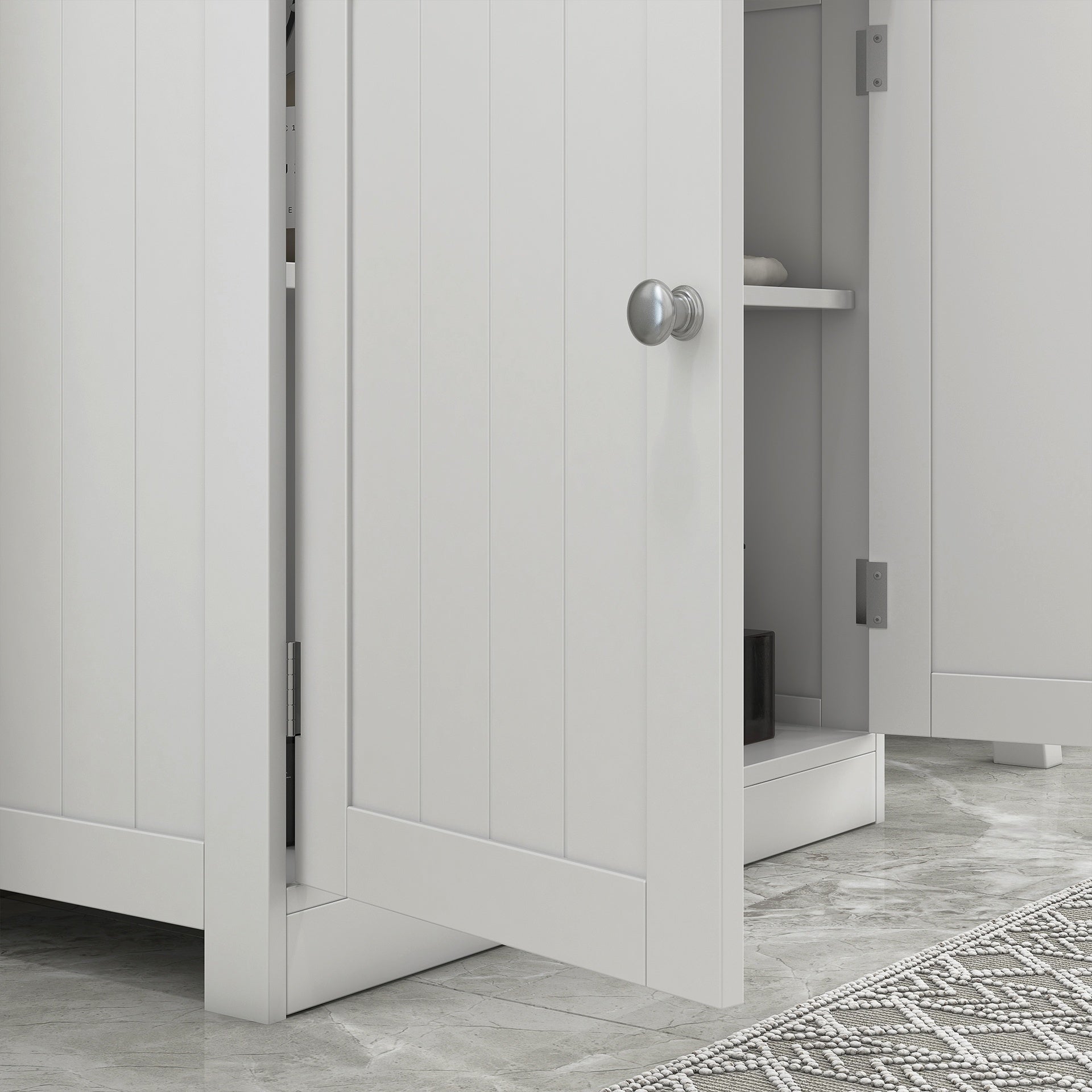 HOMCOM 24" Under Sink Storage Cabinet with 2 Doors and Shelves, Pedestal Sink Bathroom Vanity Furniture, White