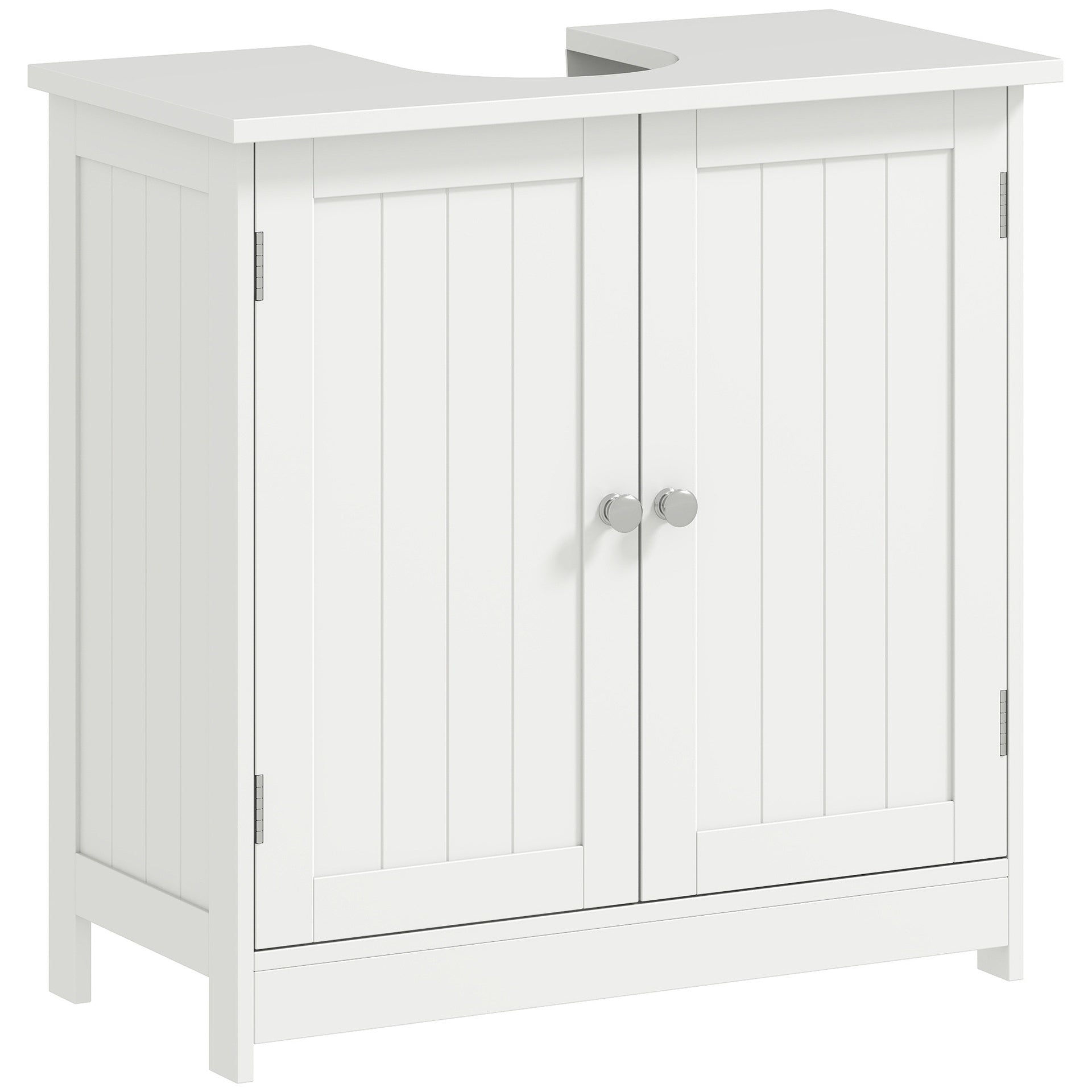 HOMCOM 24" Under Sink Storage Cabinet with 2 Doors and Shelves, Pedestal Sink Bathroom Vanity Furniture, White