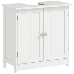 HOMCOM 24" Under Sink Storage Cabinet with 2 Doors and Shelves, Pedestal Sink Bathroom Vanity Furniture, White