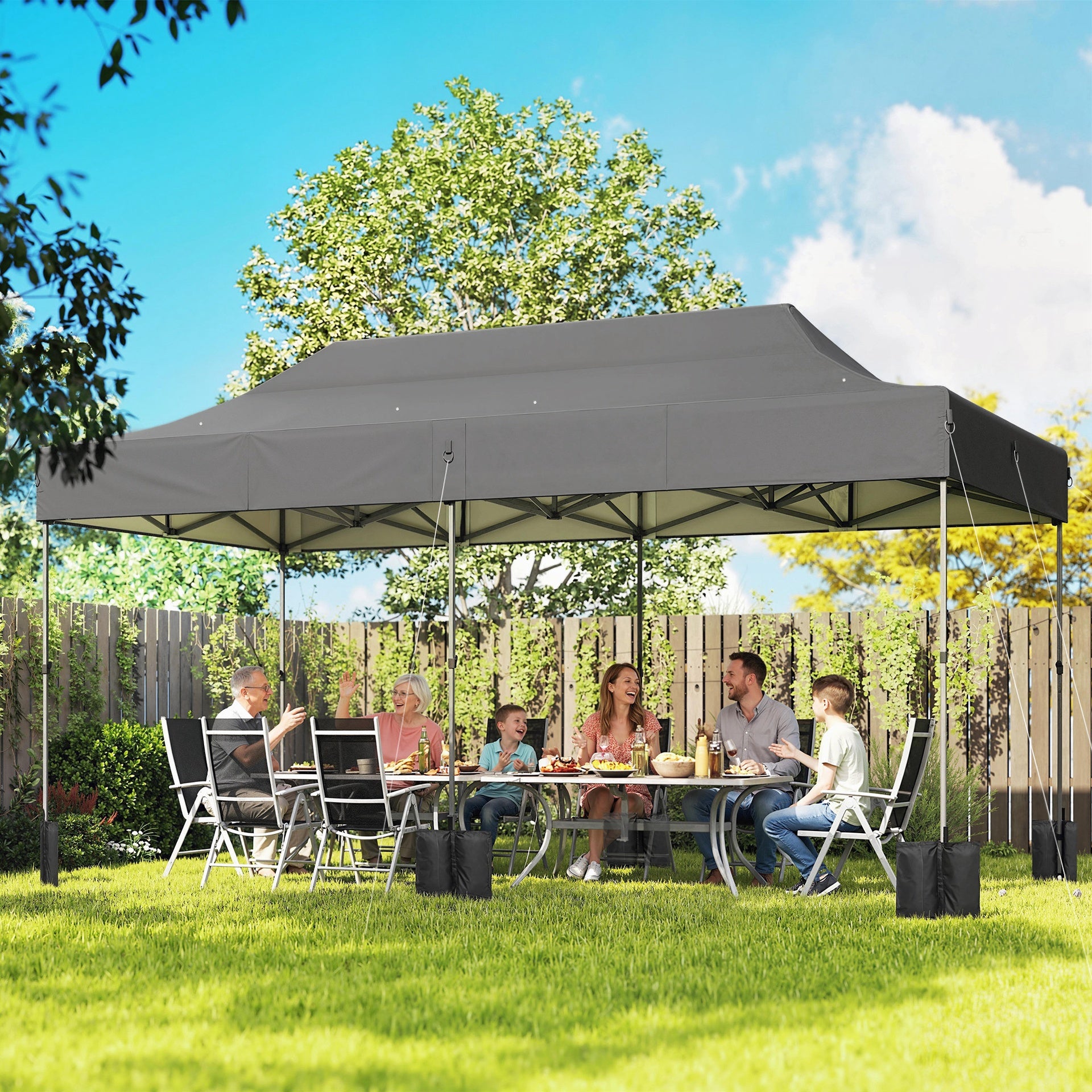 Outsunny 10 x 20 ft Pop Up Canopy Tent, Heavy Duty UPF50+ Outdoor Portable Instant Canopy Shelter with Wheeled Bag, Dark Gray