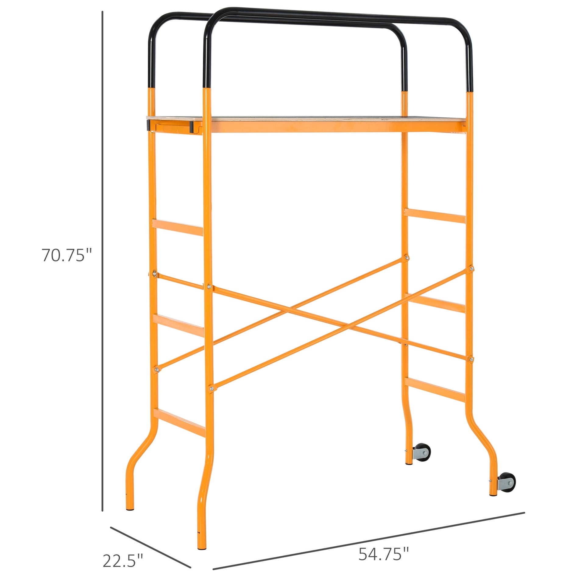 HOMCOM 4-Step Steel 4.6 x 2 x 6 ft. Scaffold 2 Wheels Free Moving for Indoor & Outdoor Decoration Anti-Skid, 440 Pound Capacity