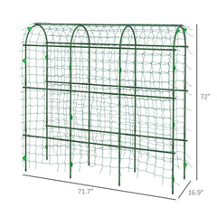 Outsunny Metal Garden Trellis, Arch Trellis for Climbing Plants Outdoor, A-Frame, with Climbing Net, 17" x 72" x 72", Green