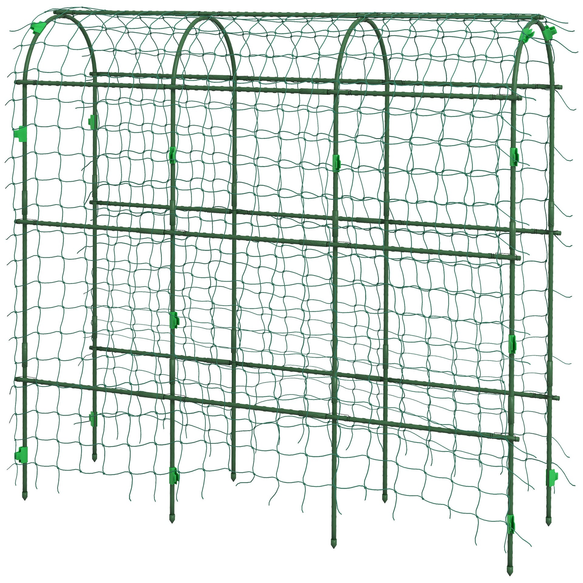 Outsunny Metal Garden Trellis, Arch Trellis for Climbing Plants Outdoor, A-Frame, with Climbing Net, 17" x 72" x 72", Green