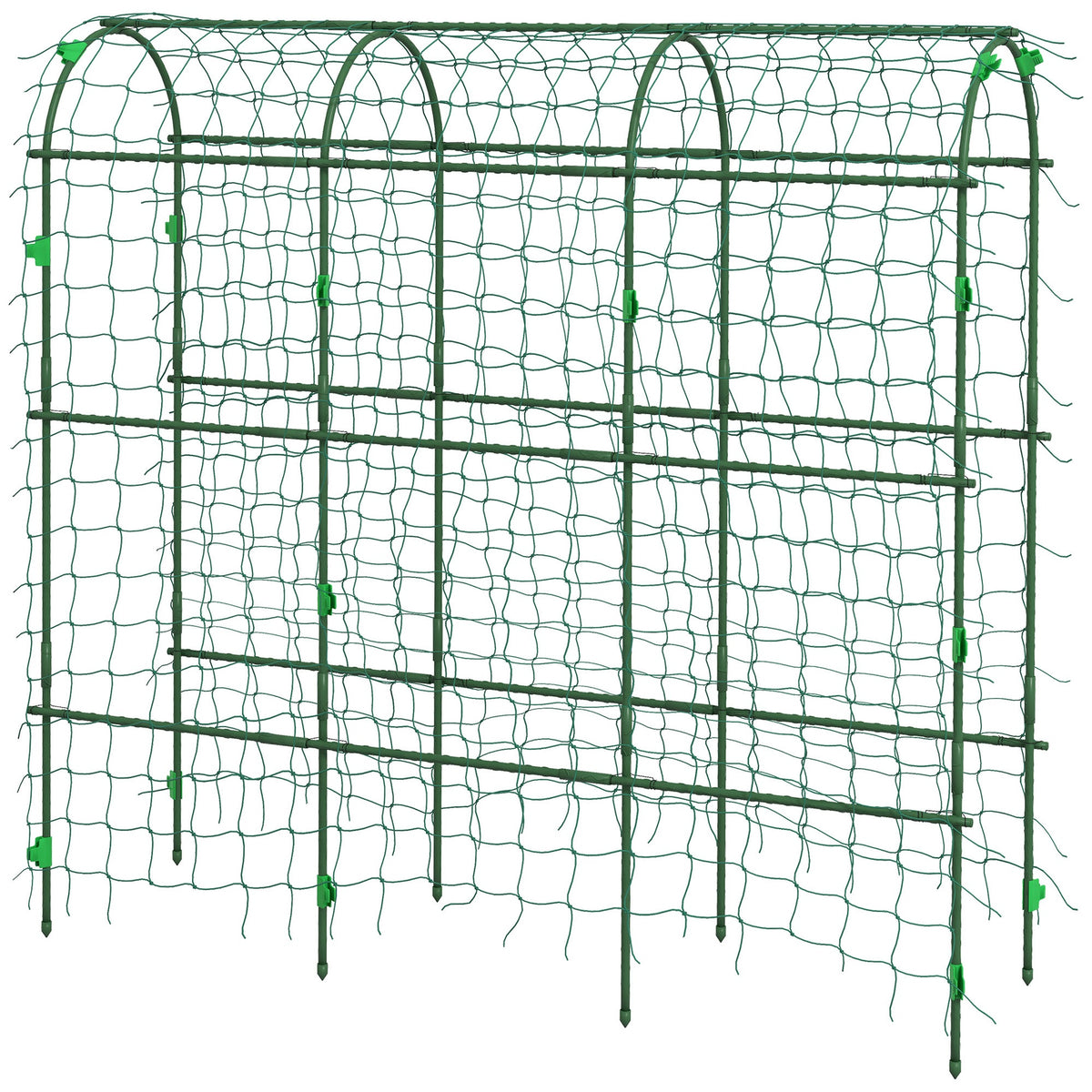 Outsunny Metal Garden Trellis, Arch Trellis for Climbing Plants Outdoor, A-Frame, with Climbing Net, 17" x 72" x 72", Green