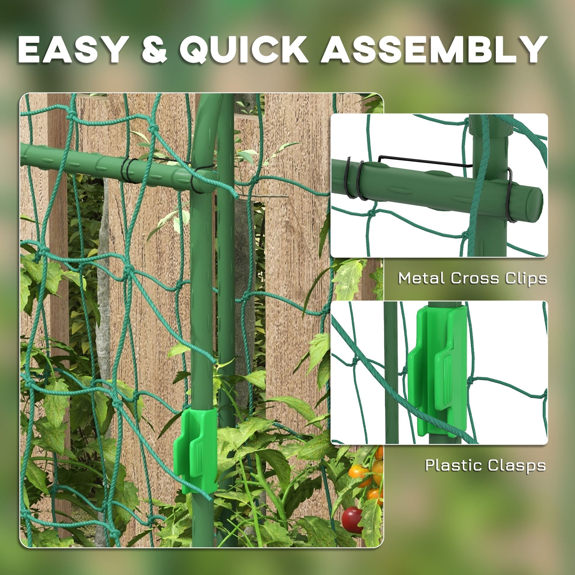 Outsunny Metal Garden Trellis, Arch Trellis for Climbing Plants Outdoor, A-Frame, with Climbing Net, 17" x 72" x 72", Green