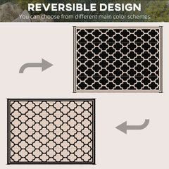 Outsunny Reversible Polypropylene Outdoor Rug Folding, Durable, Perfect for Camping, Deck & Beach Black