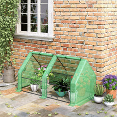 Outsunny Portable Mini Greenhouse, Outdoor Garden with Large Zipper Doors and Water/UV PE Cover, 6' x 3' x 3', Green