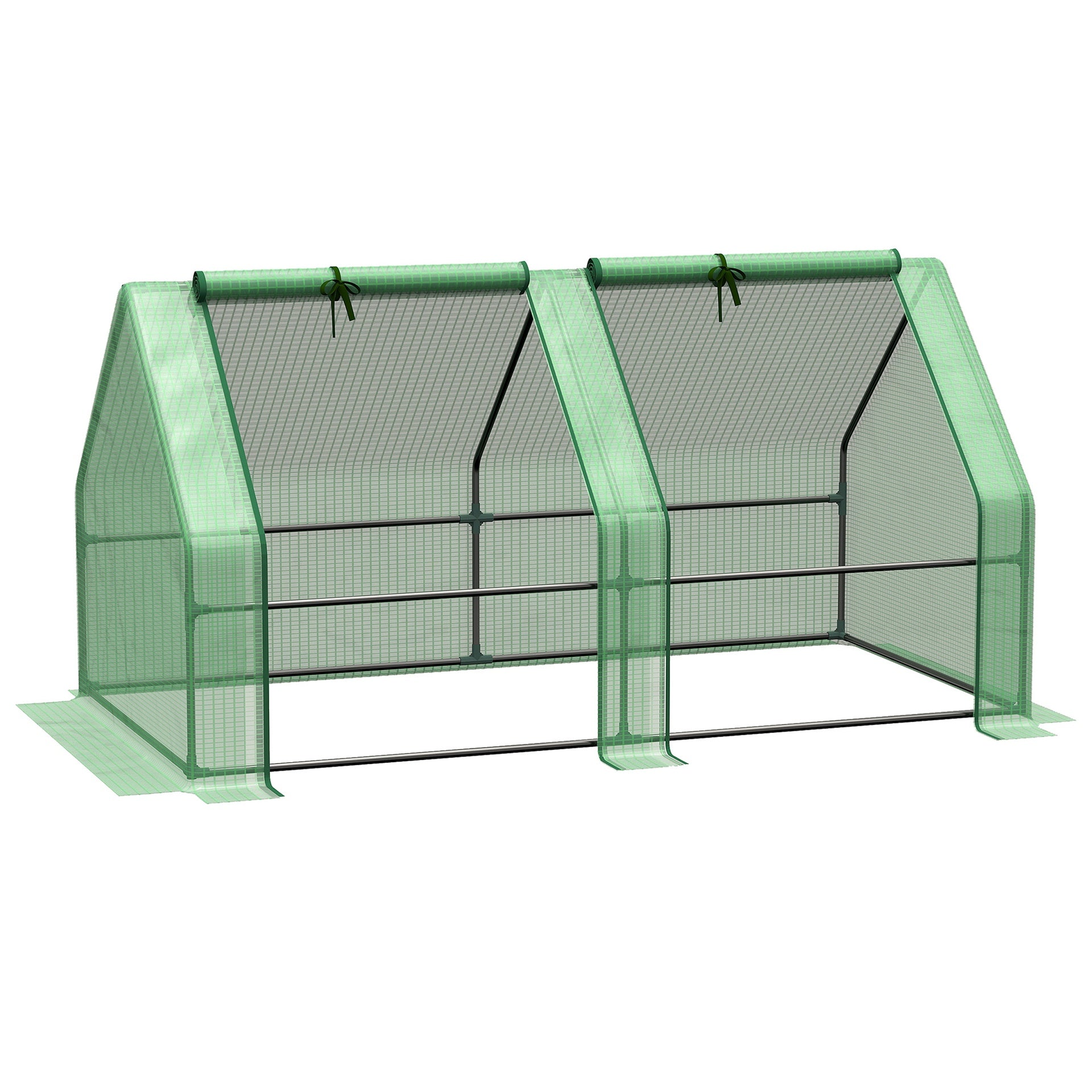 Outsunny Portable Mini Greenhouse, Outdoor Garden with Large Zipper Doors and Water/UV PE Cover, 6' x 3' x 3', Green