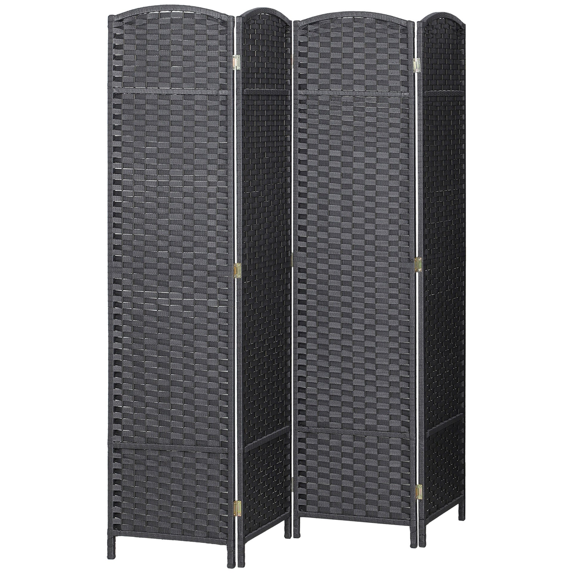 HOMCOM Folding Room Divider Screen 4 Panel 5.6 ' Tall Privacy Screen Freestanding Room Partition for Home Office, Charcoal Gray