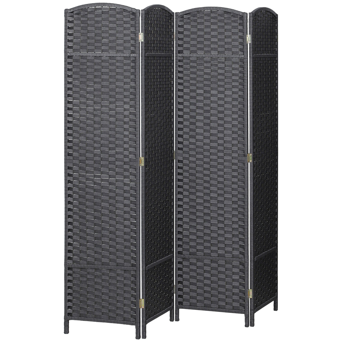 HOMCOM Folding Room Divider Screen 4 Panel 5.6 ' Tall Privacy Screen Freestanding Room Partition for Home Office, Charcoal Gray