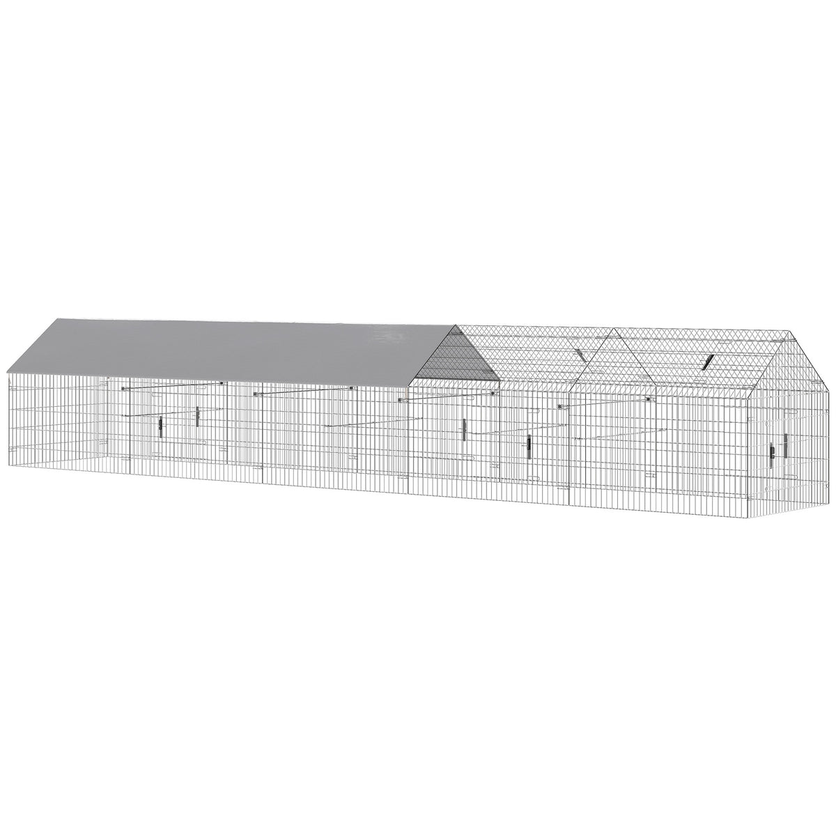 PawHut Metal Chicken Coop, Large Chicken Run with Water-Resistant & Anti-UV Cover for 7-9 Hens, Outdoor Hen House with 10 Doors