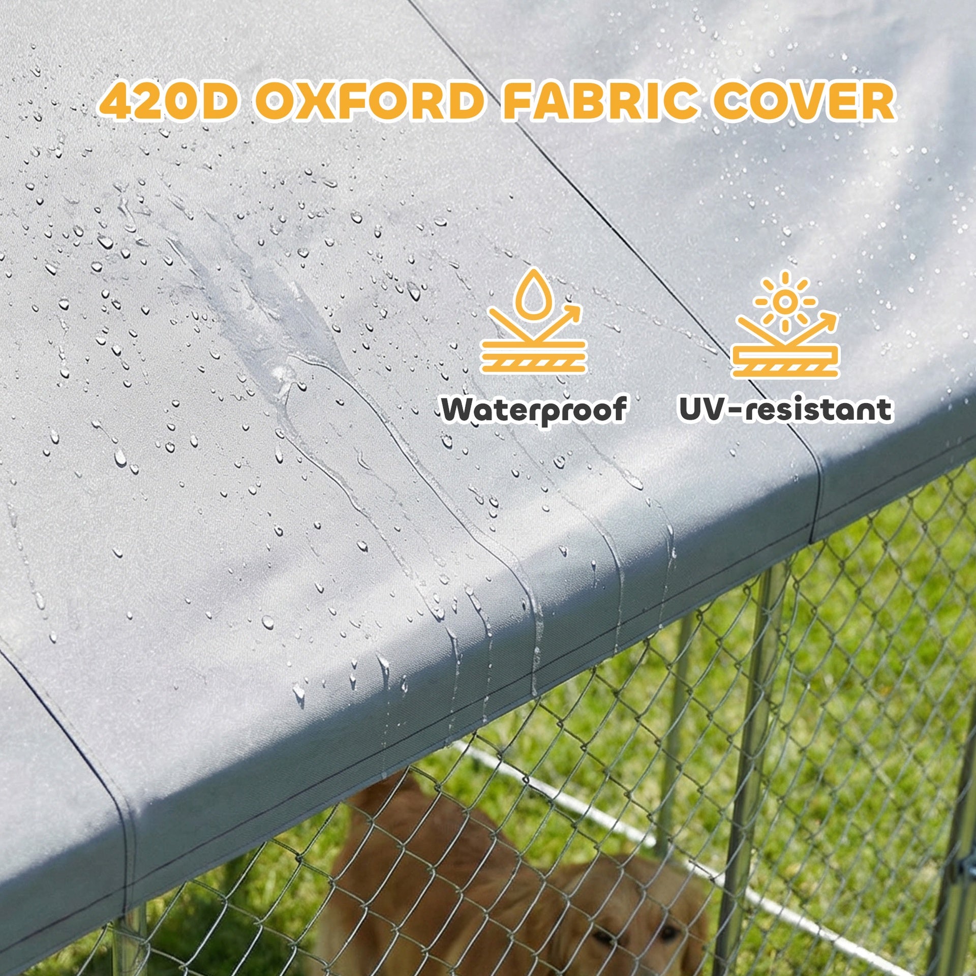 PawHut Heavy Duty Outdoor Dog Kennel with Waterproof Roof, Secure Latch, Chain Link Dog Run for Backyard, 20' x 7.5' x 8'