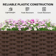 Outsunny Planter Box with Trellis, Self Watering Raised Garden Bed with Lockable Wheels and Drainage Holes, Brown