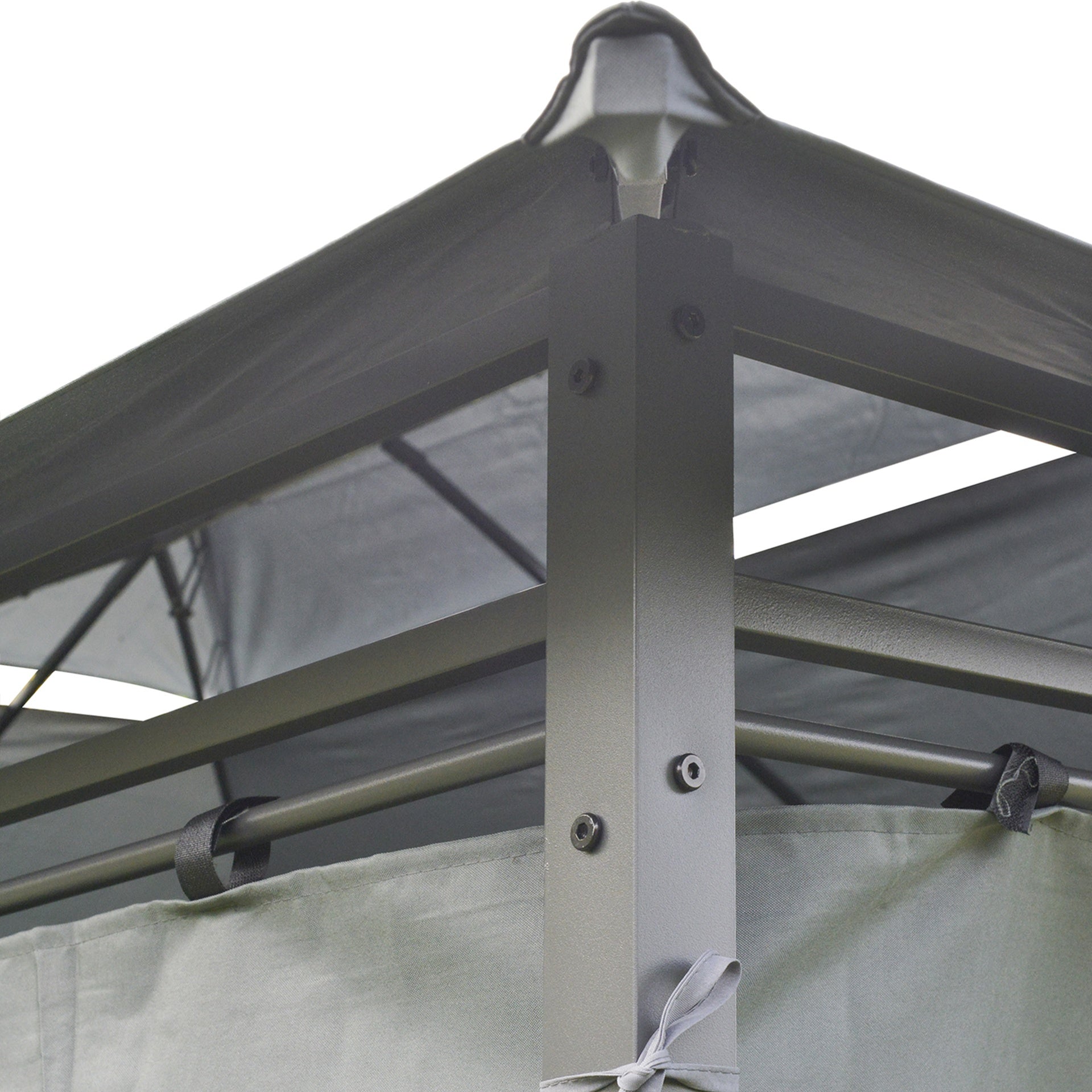 Outsunny 10' x 13' Outdoor Soft Top Gazebo Pergola with Curtains, 2-Tier Steel Frame Gazebo for Patio, Sage Gray