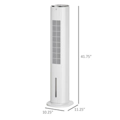 HOMCOM 42" 3-In-1 Ice Cooling Fan with Humidifier, Evaporative Air Cooler with Water Tank, 3 Modes, 3 Speeds, 12H Timer, White