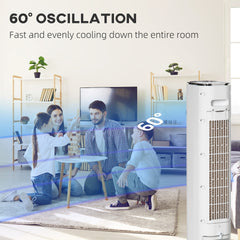 HOMCOM 42" 3-In-1 Ice Cooling Fan with Humidifier, Evaporative Air Cooler with Water Tank, 3 Modes, 3 Speeds, 12H Timer, White