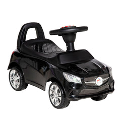 Aosom Kids Ride On Push Car, Foot-to-Floor Walking Sliding Toy Car for Toddler with Working Horn, Music, Headlights and Storage, Black
