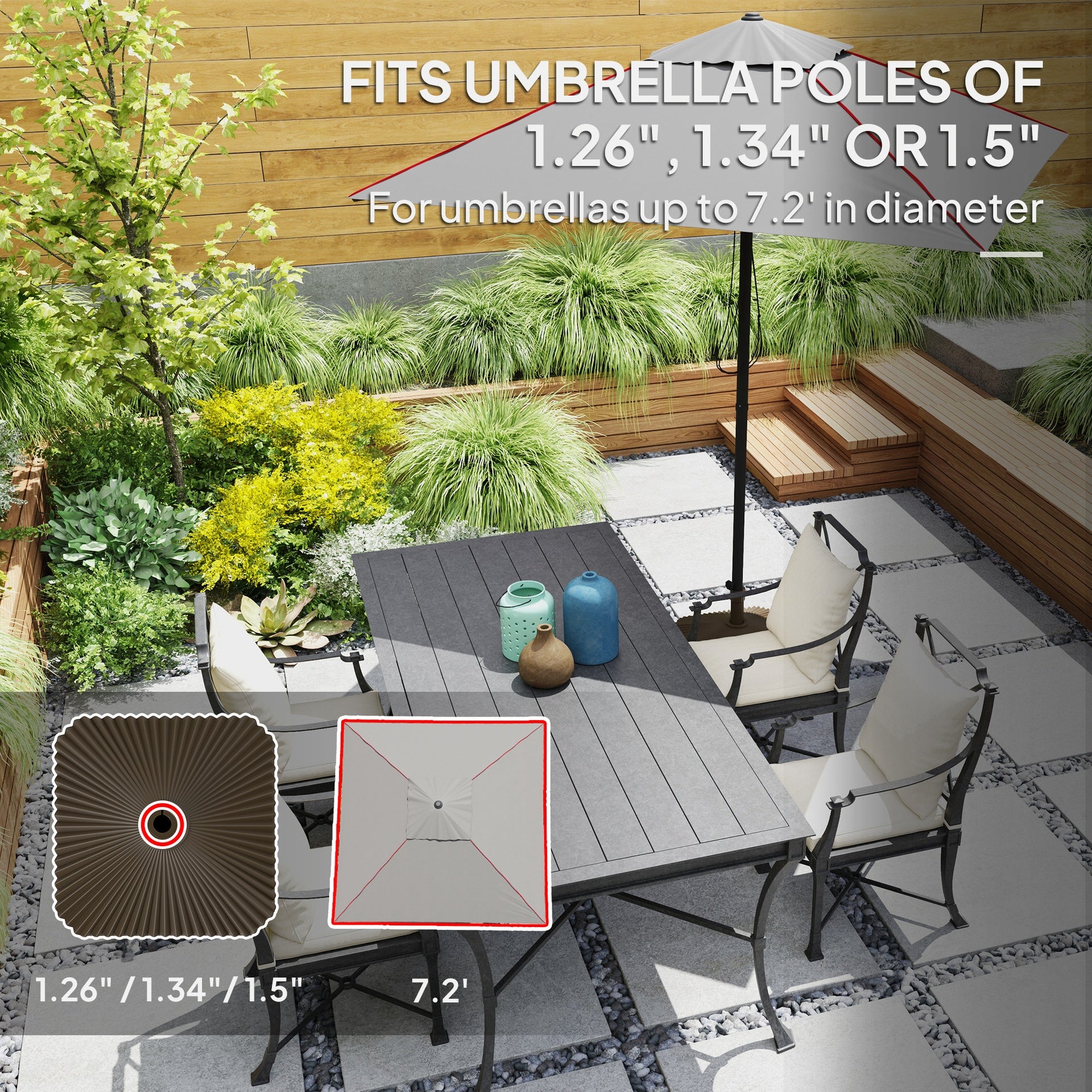 Outsunny Square Patio Umbrella Base Holder, Heavy Duty Outdoor Umbrella Stand Base, Filled Up to 42lbs with Sand or 33lbs with Water for Garden, Poolside, Brown