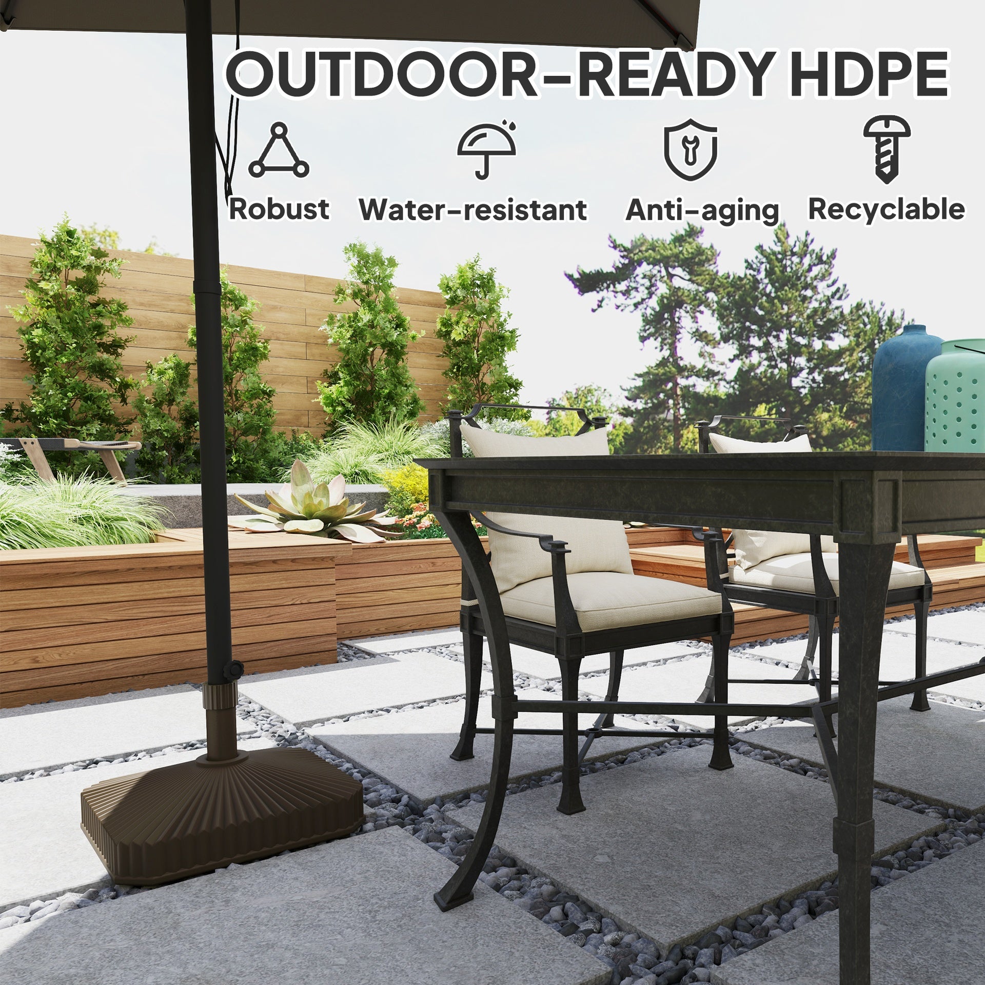 Outsunny Square Patio Umbrella Base Holder, Heavy Duty Outdoor Umbrella Stand Base, Filled Up to 42lbs with Sand or 33lbs with Water for Garden, Poolside, Brown