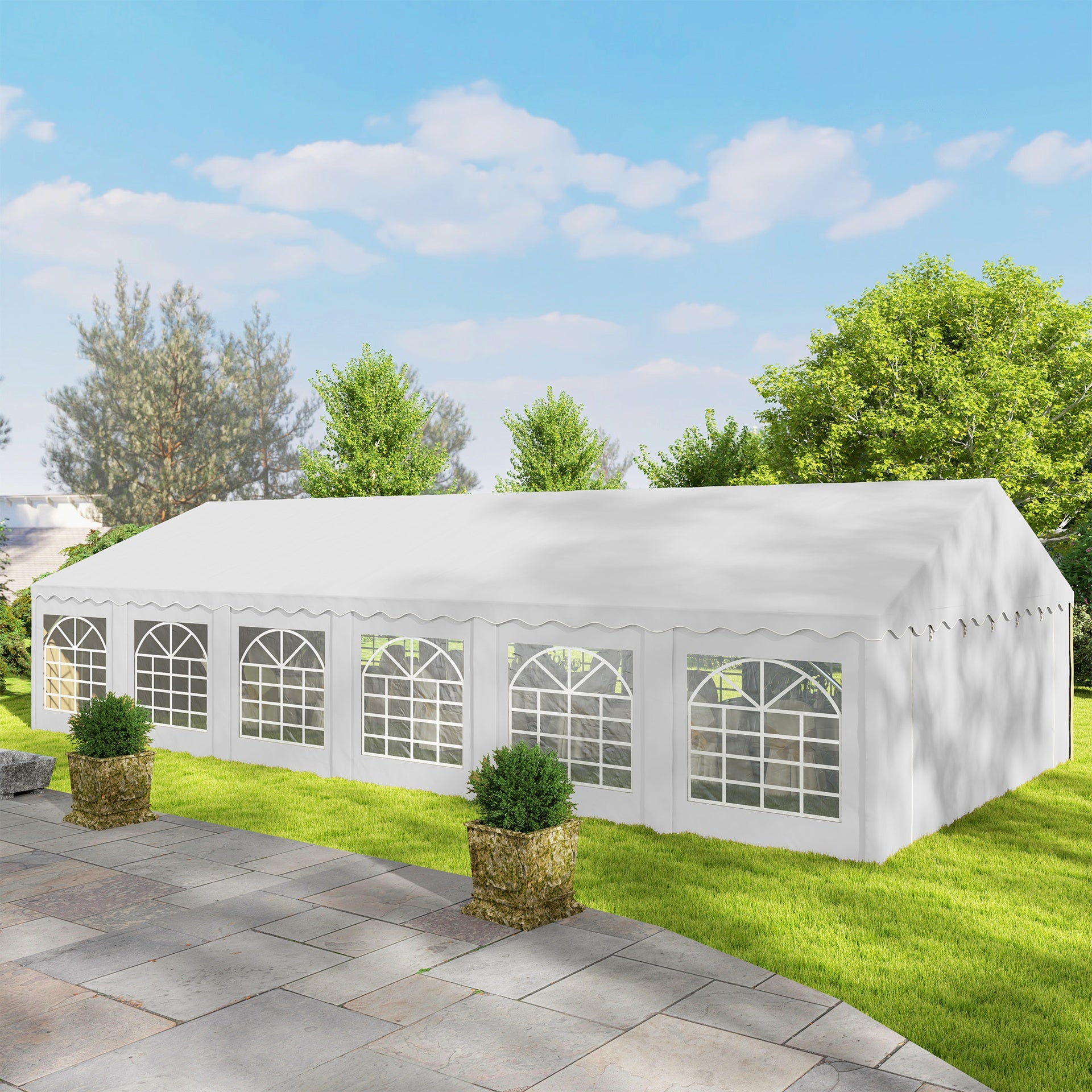 Outsunny 20' x 40' Party Tent, Outdoor Canopy Tent with Removable Sidewalls, 12 Windows for Parties, Wedding, Events, BBQ, White