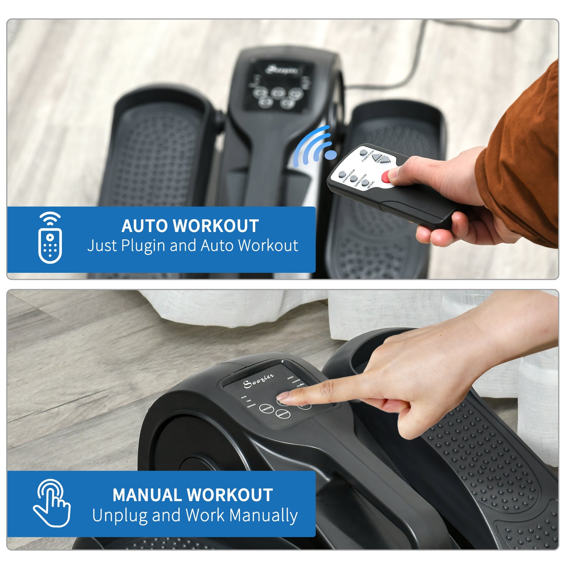 Soozier Under Desk Elliptical Exercise Machine, Powered Ellipse Leg Exerciser, Mini Rehabilitation Bike with Adjustable Speed, Remote & LCD Display for Home & Office